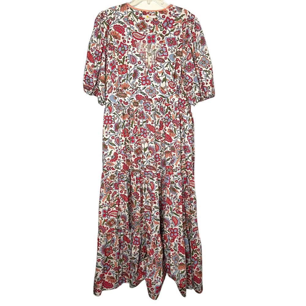 Boden Ivory Oriental Paradise Midi Dress Size 14R Boho Floral Prairie Summer